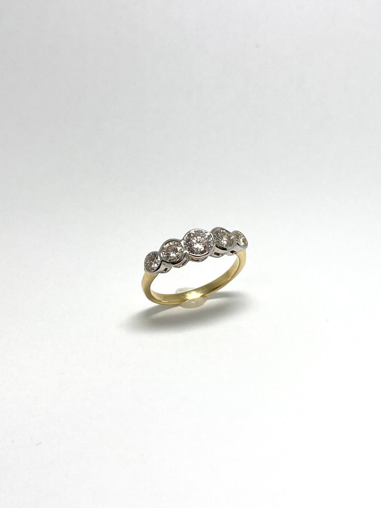 18CT 1.40CT 5 STONE RUBOVER SET RING