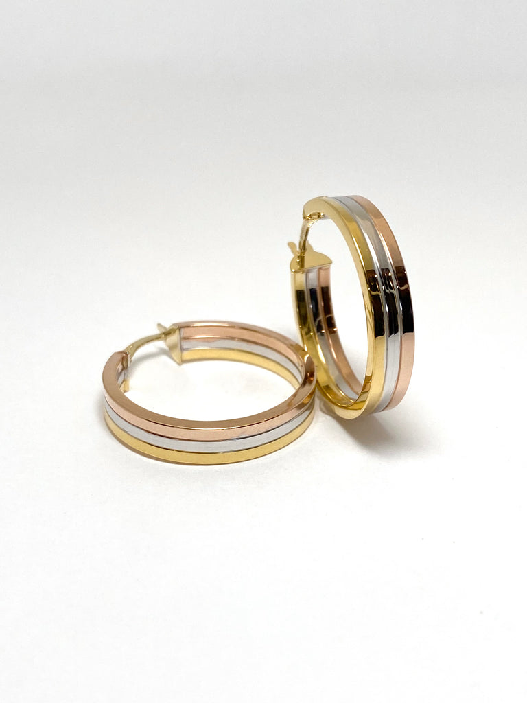 9CT 3 COLOUR GOLD HOOPS