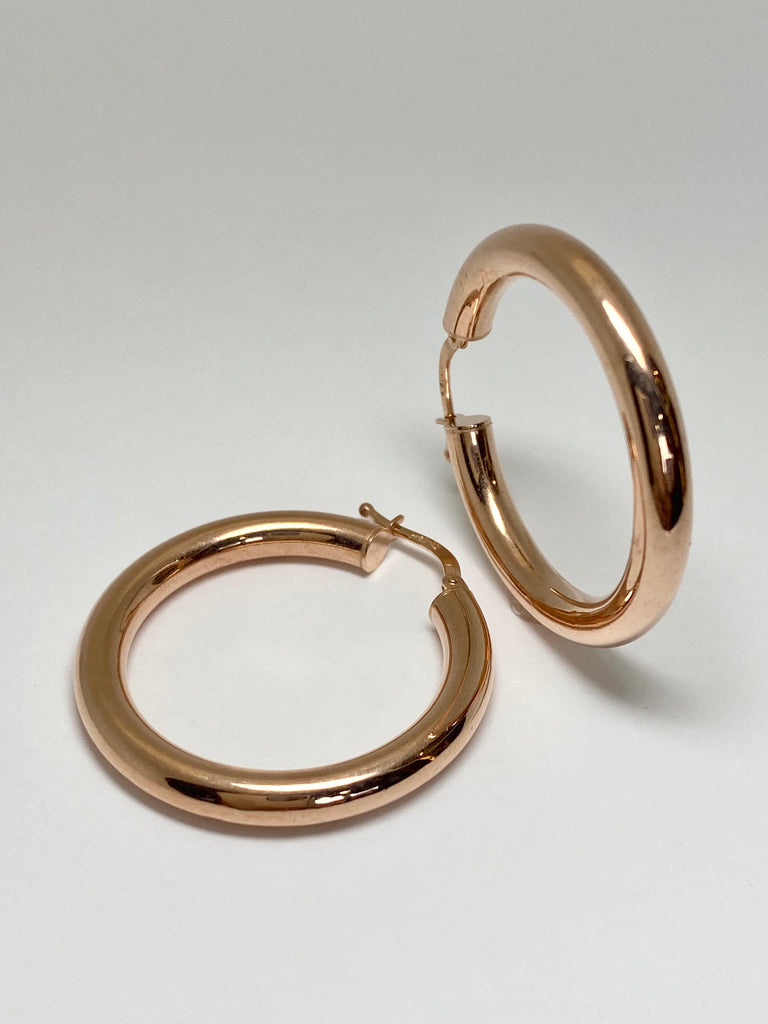 9CT ROSE GOLD SMOOTH ROUNDED HOOPS