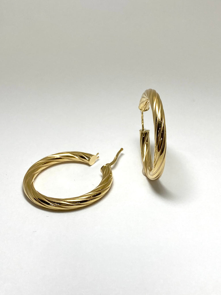 9CT TWISTED GOLD HOOPS