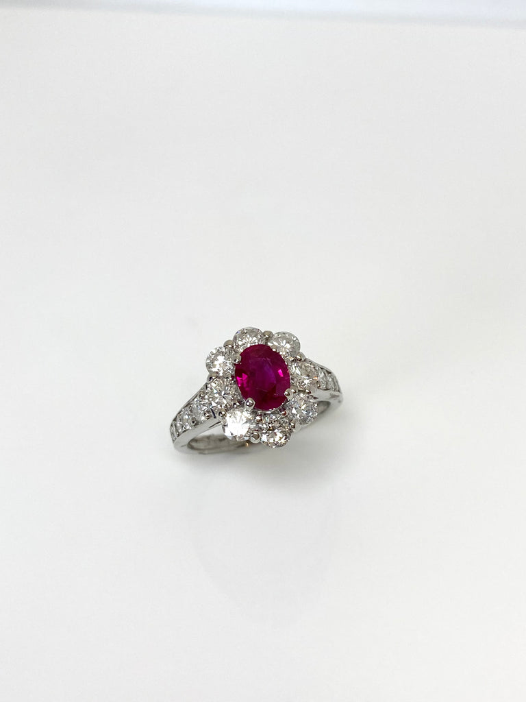 PLATINUM 1.25CT RUBY AND 1.60CT DIAMOND RING