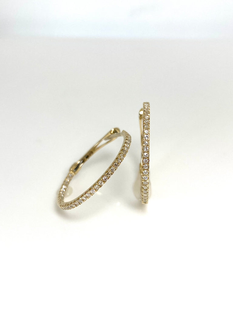 14CT YELLOW GOLD 73PT DIAMOND HOOPS