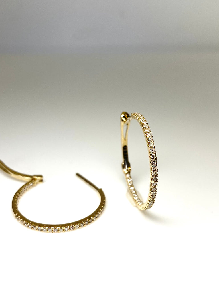 14CT YELLOW GOLD 43PT DIAMOND HOOPS