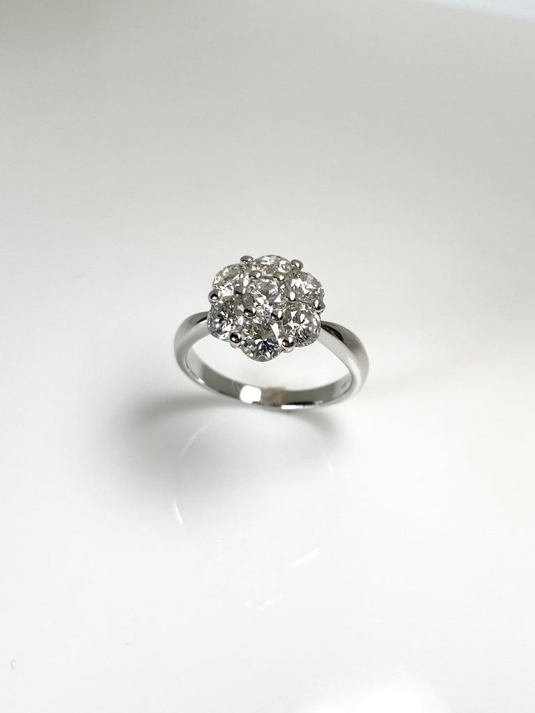 PLATINUM 2.47CT DAISY CLUSTER RING