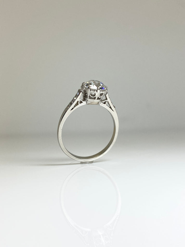 PLATINUM 1.53CT OLD EUROPEAN CUT DIAMOND SOLITAIRE WITH SHOULDERS