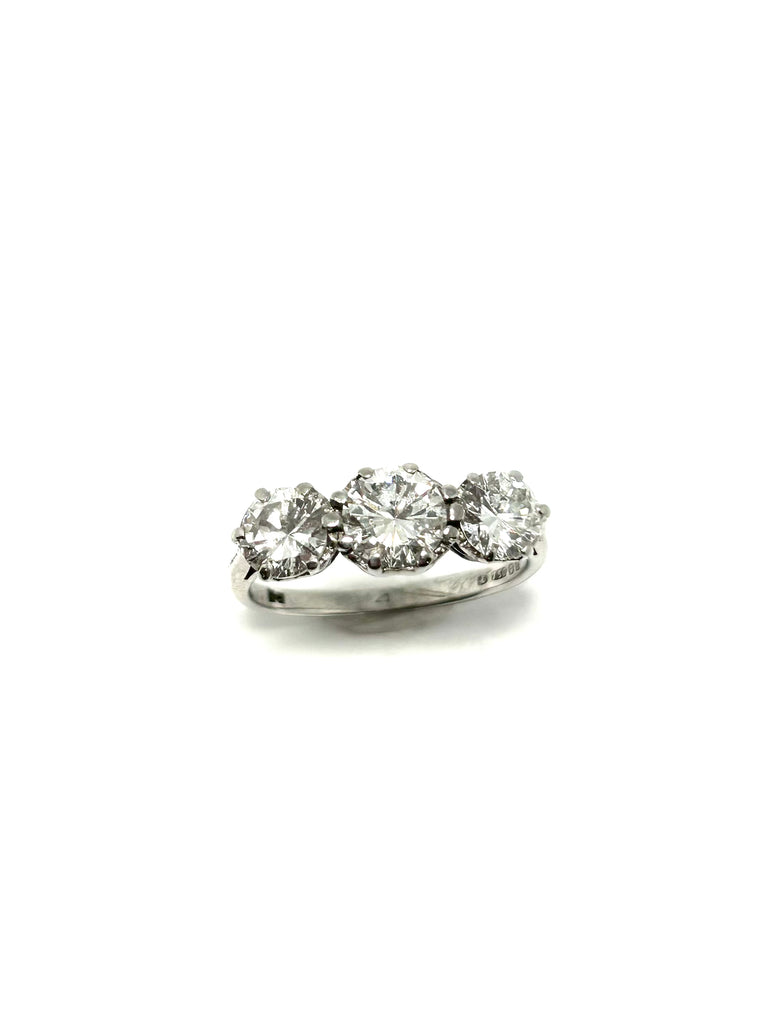18CT WHITE GOLD 3 STONE RING 1.75CT TOTAL