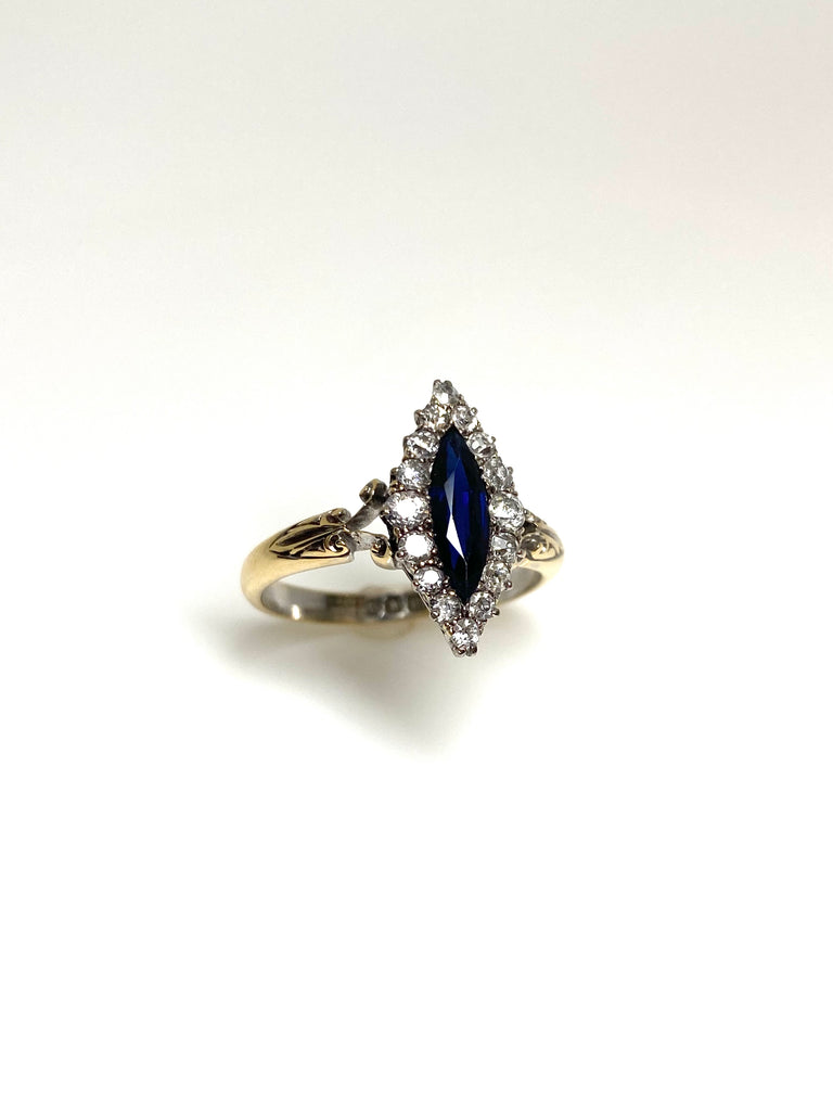 18CT VICTORIAN SAPPHIRE DIAMOND RING