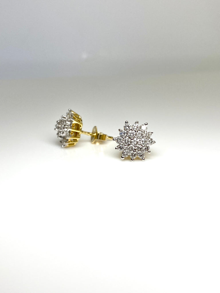 18CT 1.00CT DIAMOND CLUSTER STUD EARRINGS