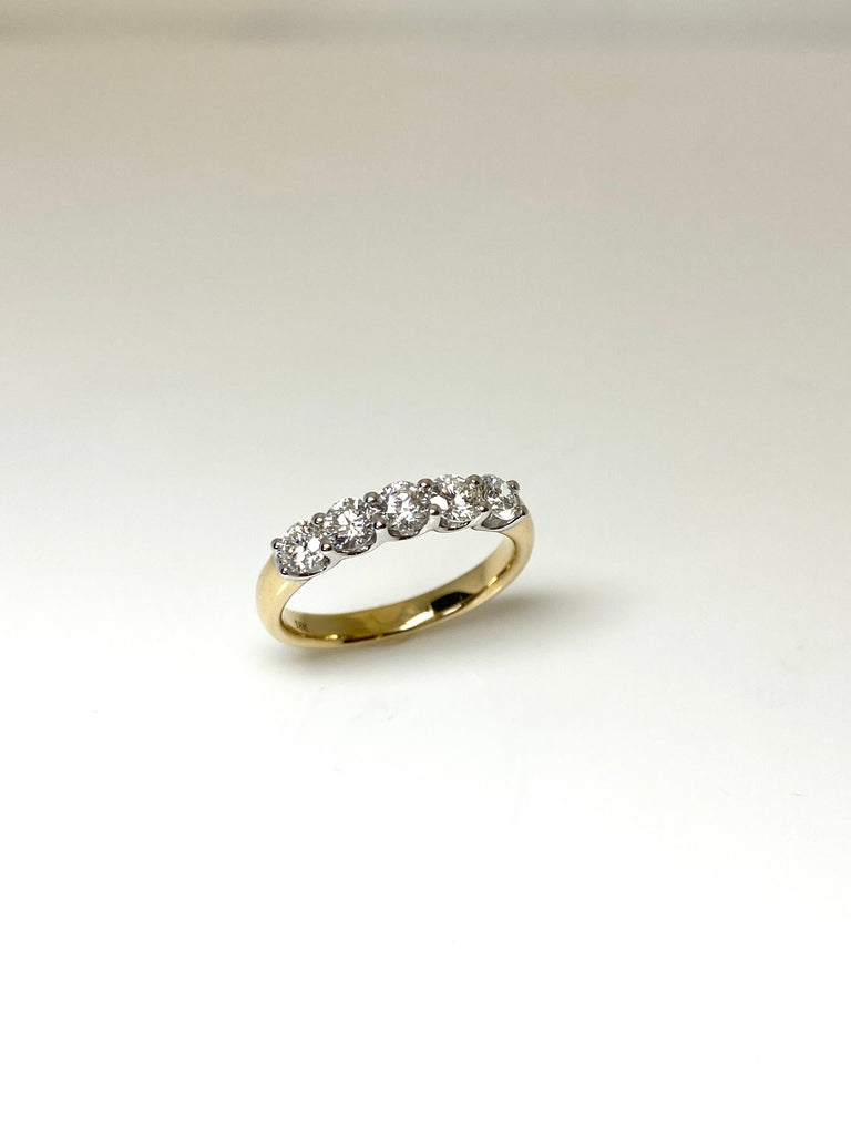 18CT YELLOW AND WHITE GOLD 89PT ETERNITY RING