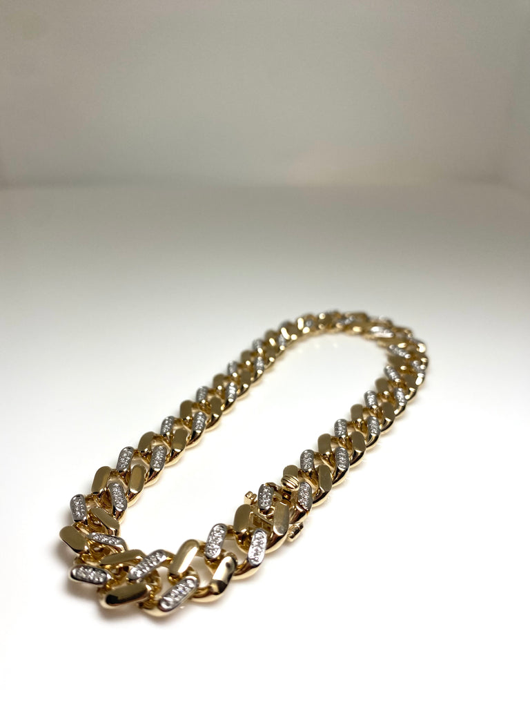 9CT GOLD LARGE LINK BRACELET WITH DIAMONDS