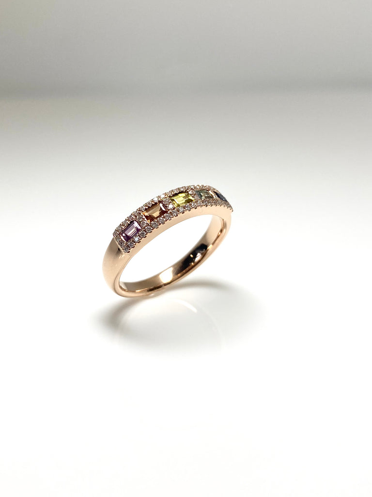 18CT ROSE GOLD 54PT SAPPHIRE AND 13PT DIAMOND RING