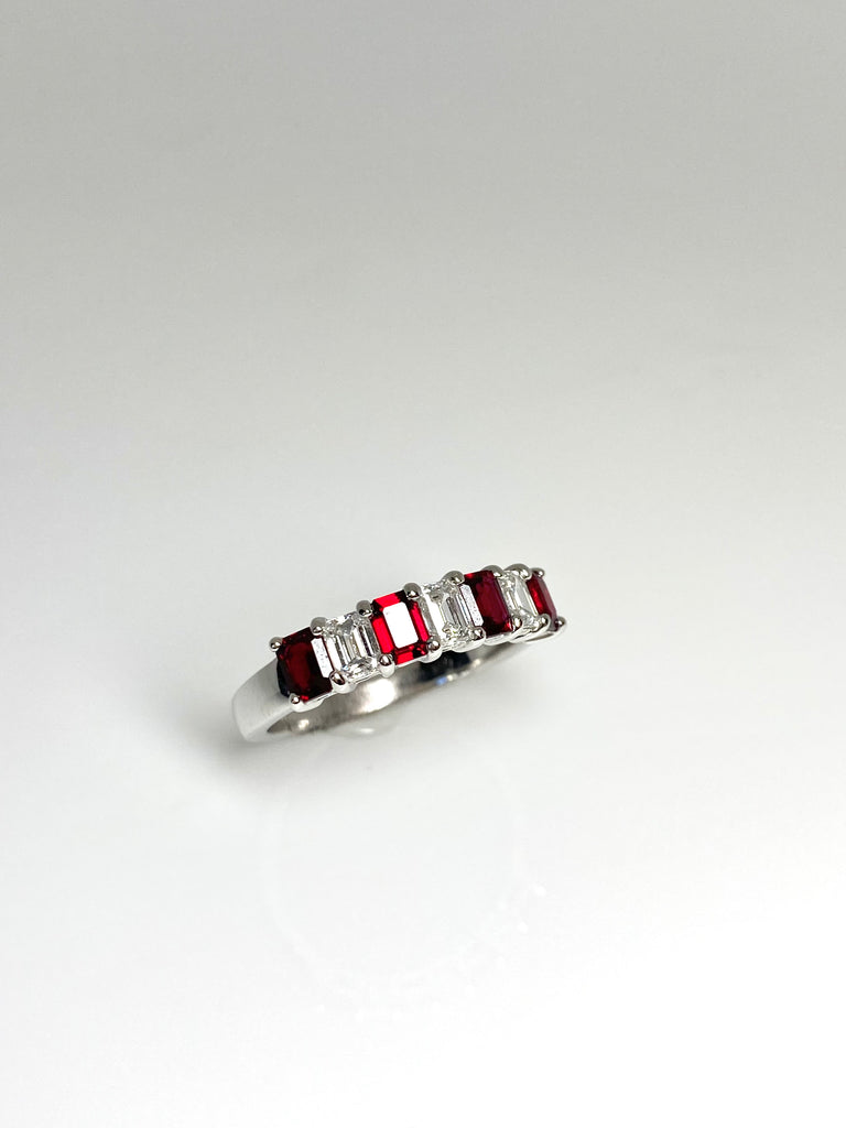 PLATINUM RUBY AND DIAMOND ETERNITY BAND