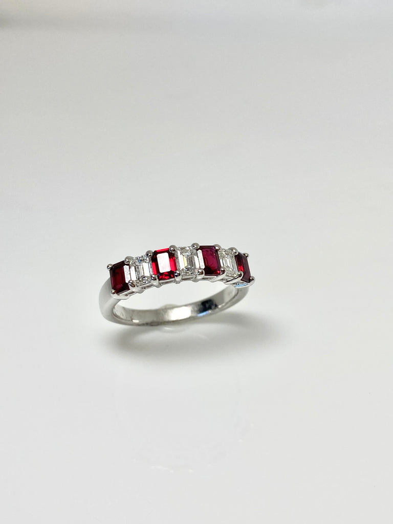 PLATINUM RUBY AND DIAMOND ETERNITY BAND