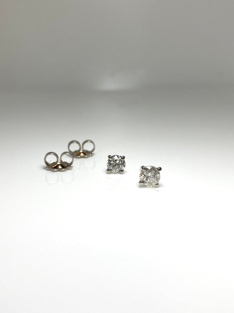 18CT WHITE GOLD 80PT OLD CUT DIAMOND STUD EARRINGS