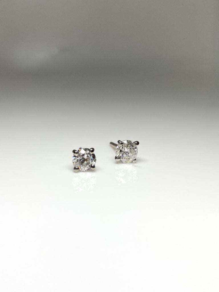 18CT WHITE GOLD 80PT OLD CUT DIAMOND STUD EARRINGS