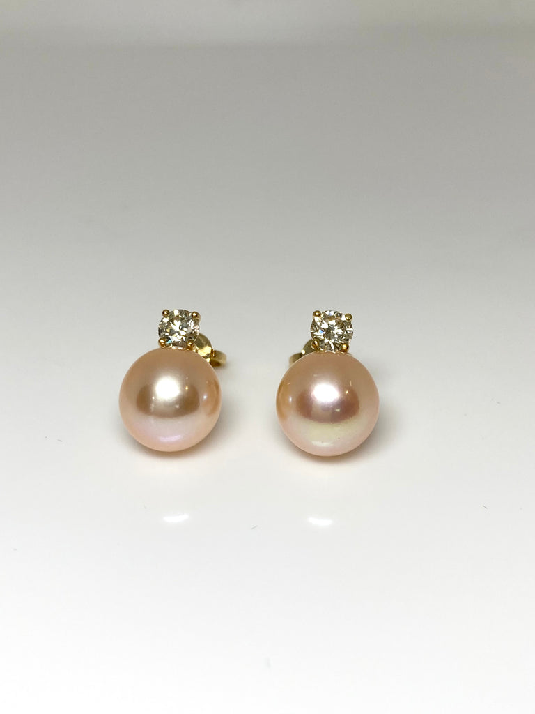 18CT AKOYA PEARL AND DIAMOND EARRINGS