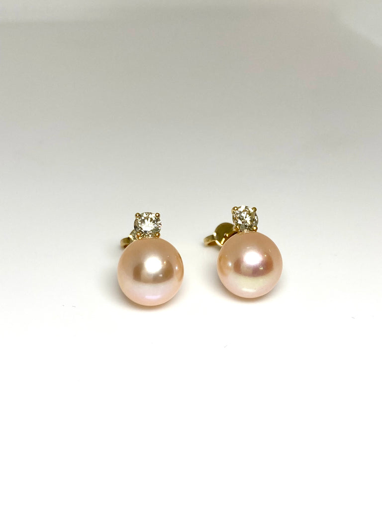 18CT AKOYA PEARL AND DIAMOND EARRINGS