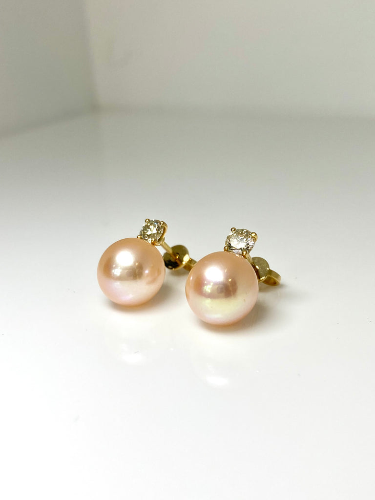 18CT AKOYA PEARL AND DIAMOND EARRINGS