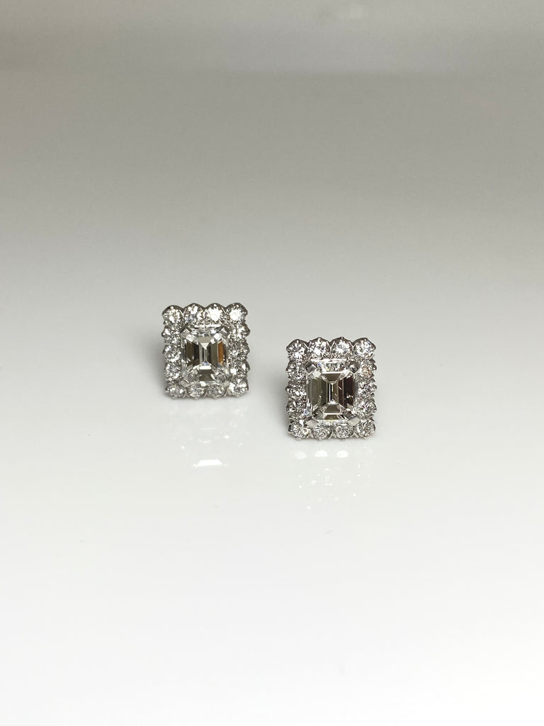 18CT 2.00CT VINTAGE DIAMOND STUD EARRINGS