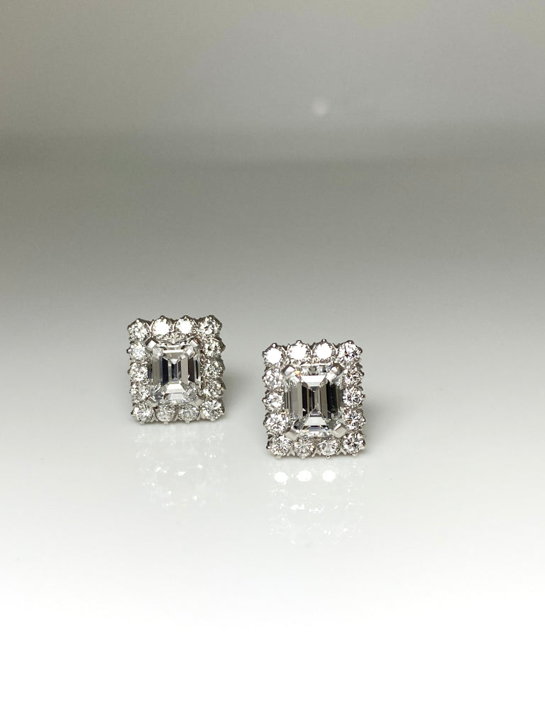 18CT 2.00CT VINTAGE DIAMOND STUD EARRINGS