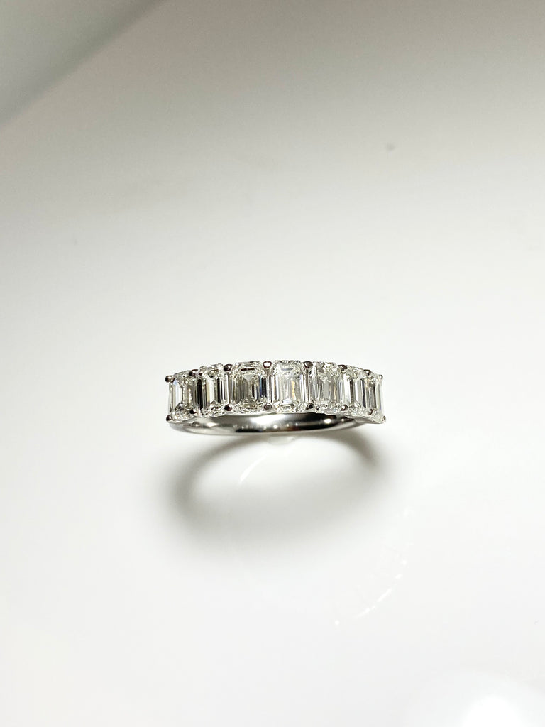 PLATINUM EMERALD CUT DIAMOND 2.35CT ETERNITY BAND