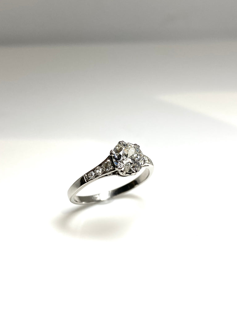 PLATINUM ANTIQUE OLD CUT DIAMOND RING 1.10CT TOTAL