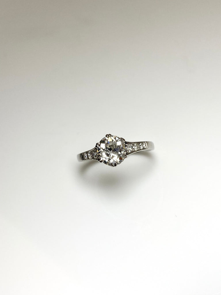 PLATINUM ANTIQUE OLD CUT DIAMOND RING 1.10CT TOTAL