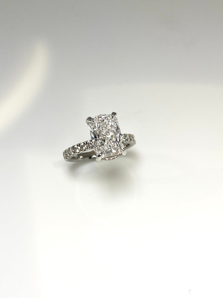 PLATINUM 3.00CT RADIANT CUT LAB GROWN DIAMOND RING