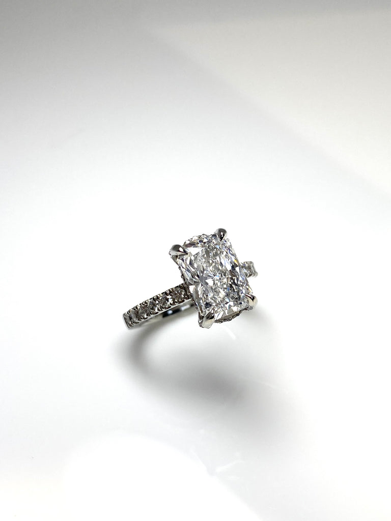 PLATINUM 3.00CT RADIANT CUT LAB GROWN DIAMOND RING