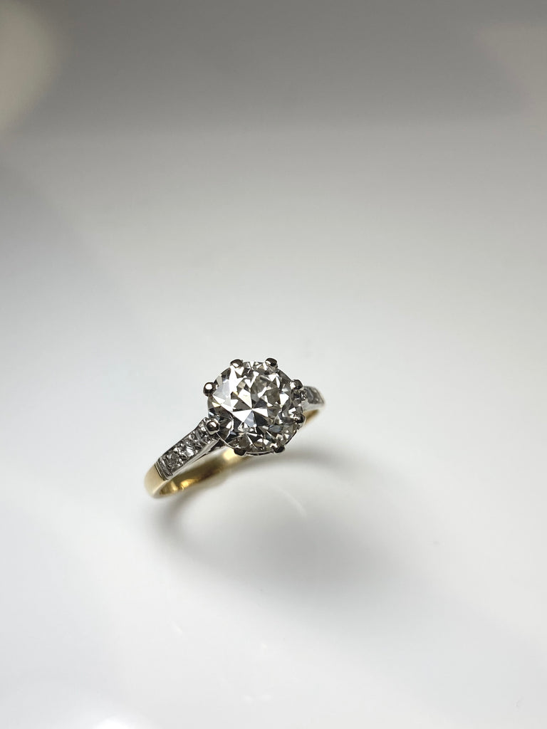 VINTAGE 18CT 2.13CT TRANSITIONAL CUT DIAMOND SOLITAIRE