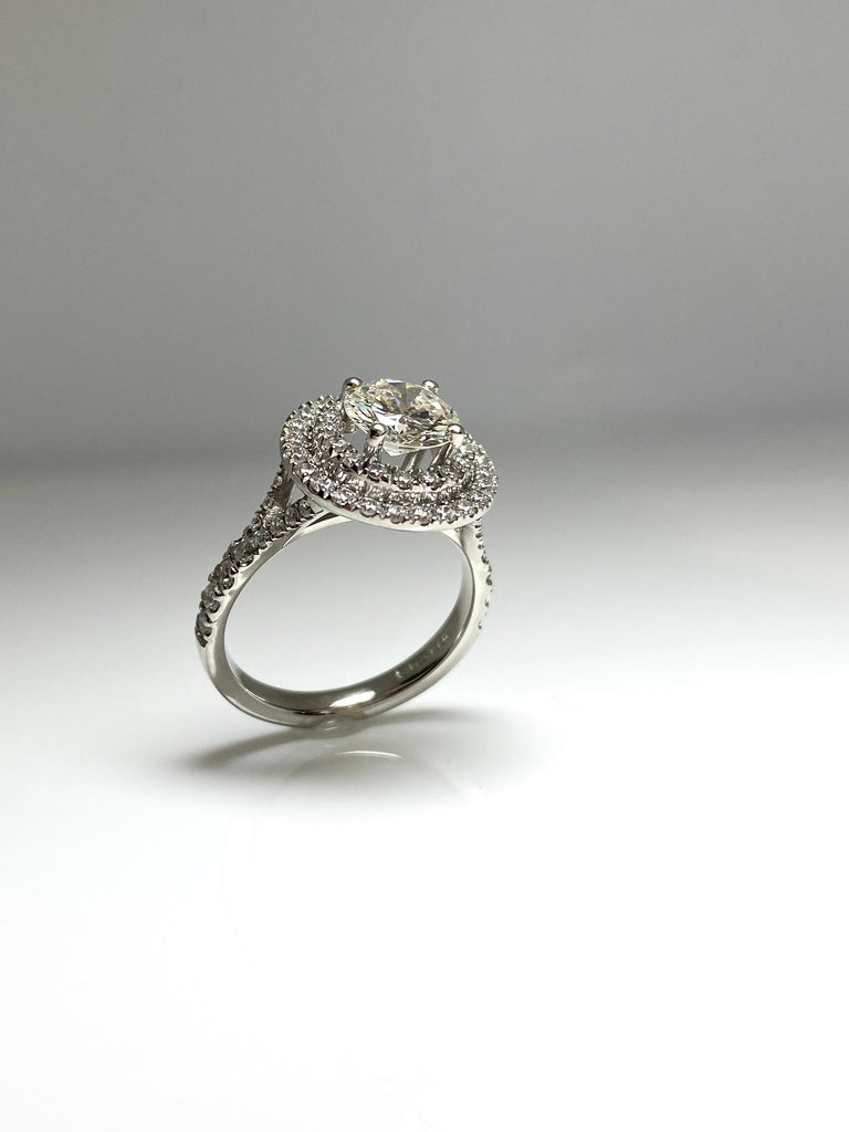 PLATINUM 1.70CT DIAMOND DOUBLE HALO RING