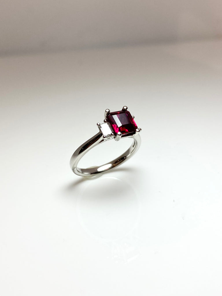 PLATINUM 1.54CT PIGEON BLOOD RED CERTIFIED RUBY AND DIAMOND RING