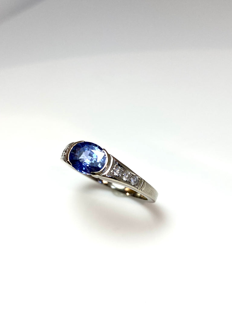 18CT WHITE GOLD 1.50CT SAPPHIRE AND DIAMOND DRESS RING