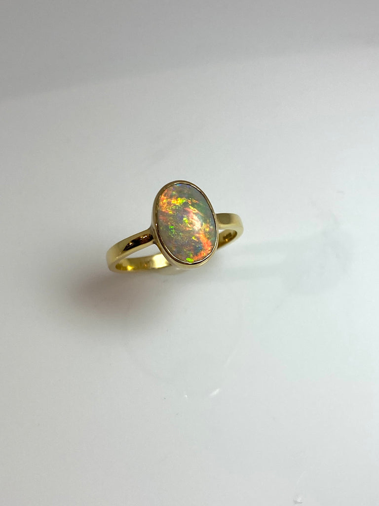 18CT 1.42CT LIGHTNING RIDGE OPAL HANDMADE SOLITAIRE RING