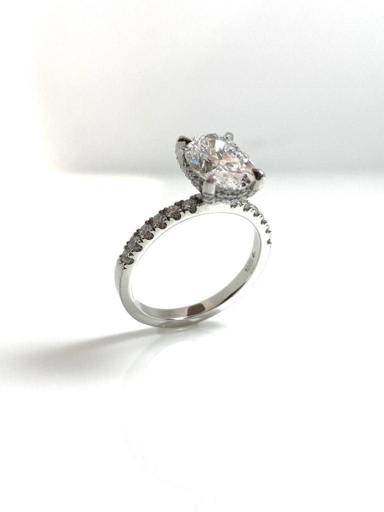 PLATINUM 2.04CT OVAL LAB GROWN DIAMOND WITH DIAMOND SHOULDERS