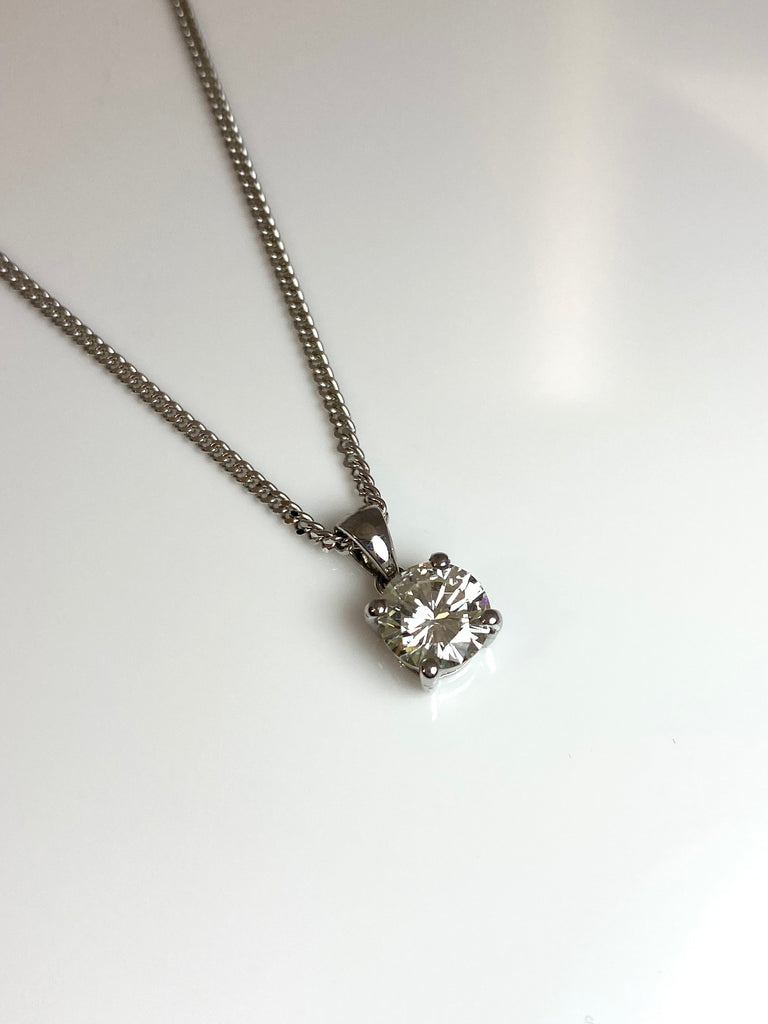 1.00CT DIAMOND SOLITAIRE PENDANT IN WHITE GOLD