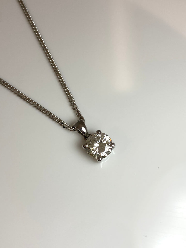 1.00CT DIAMOND SOLITAIRE PENDANT IN WHITE GOLD