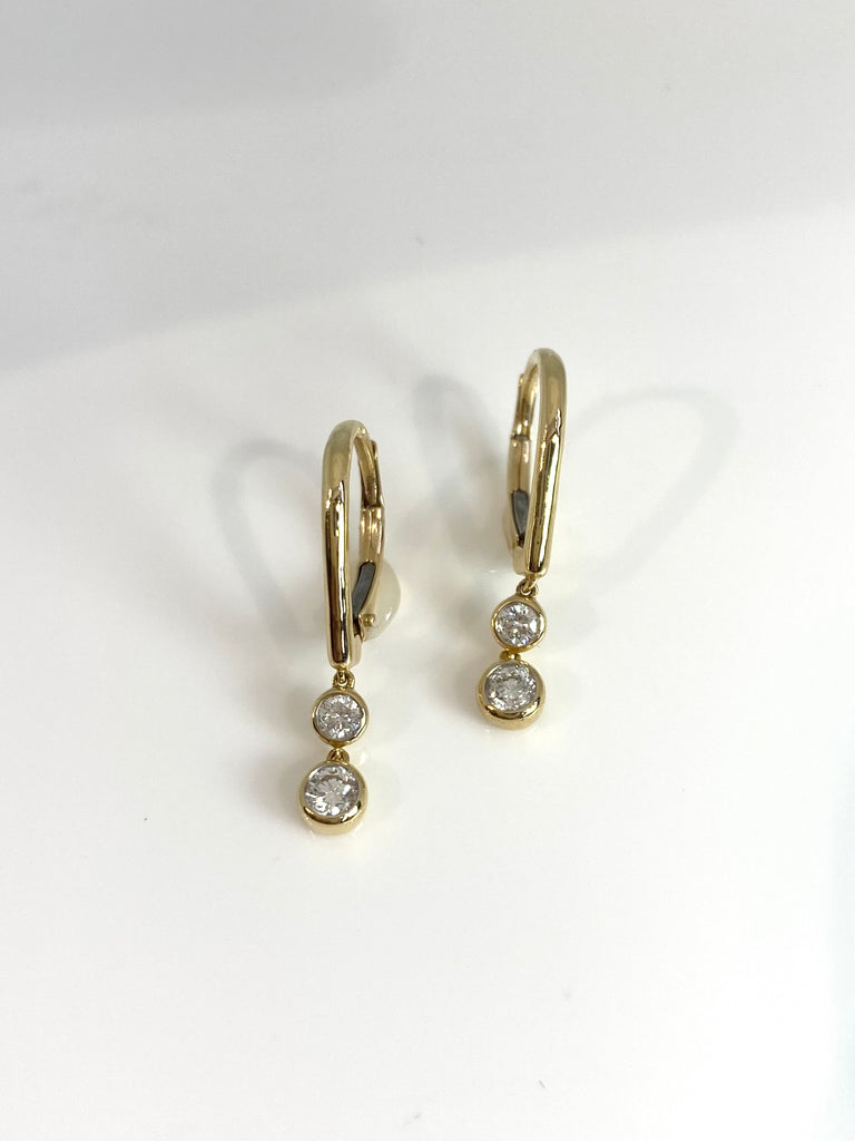 18CT YELLOW GOLD DIAMOND DROP EARRINGS