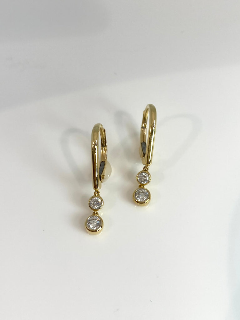 18CT YELLOW GOLD DIAMOND DROP EARRINGS