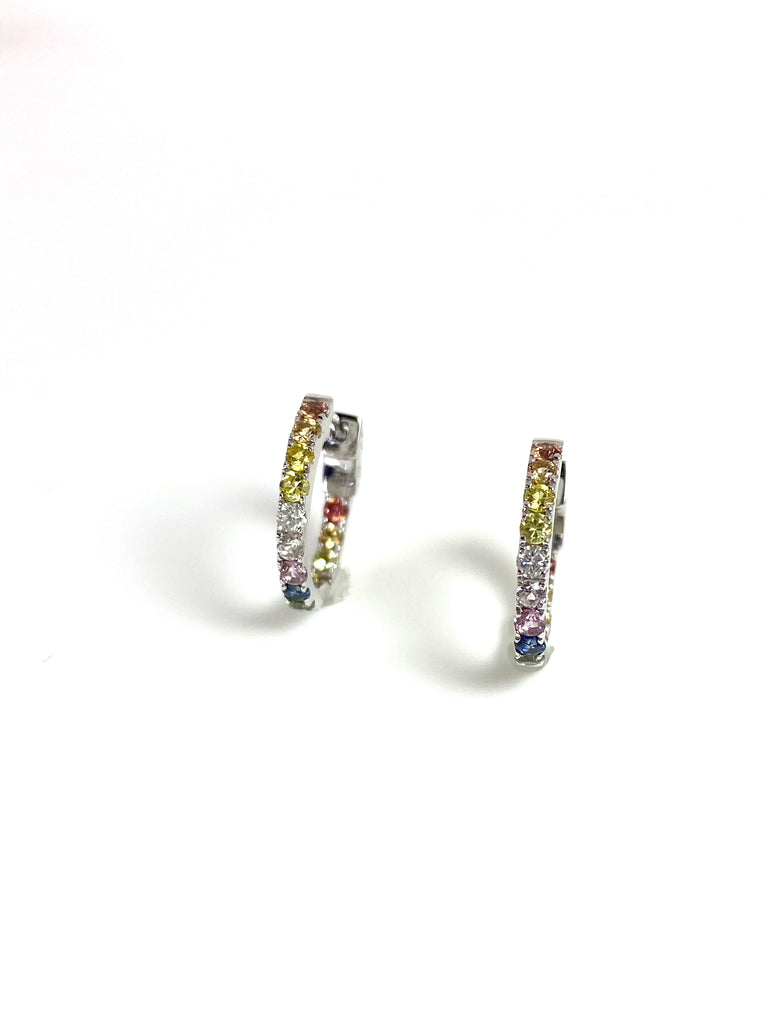 18CT WHITE GOLD MULTI SAPPHIRE HUGGIES