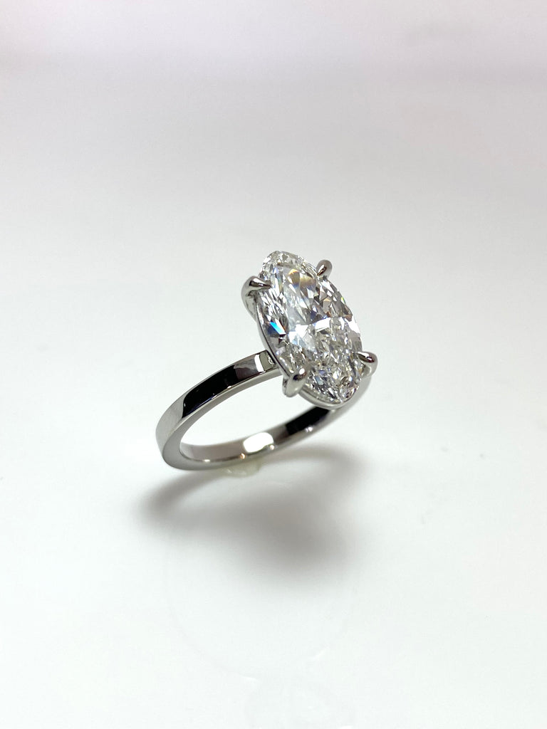 PLATINUM 3.04CT ELONGATED OVAL LAB GROWN DIAMOND RING