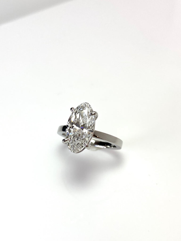 PLATINUM 3.04CT ELONGATED OVAL LAB GROWN DIAMOND RING