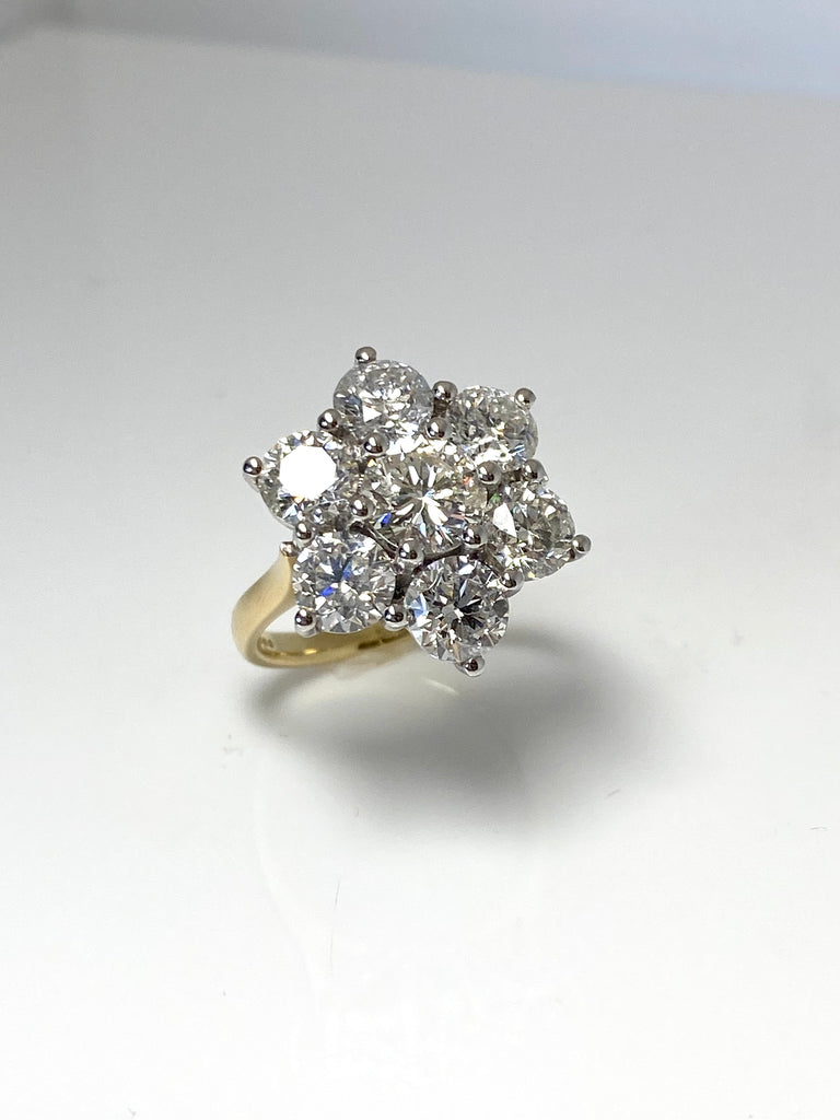 18CT DIAMOND VINTAGE CLUSTER RING 5.50CT