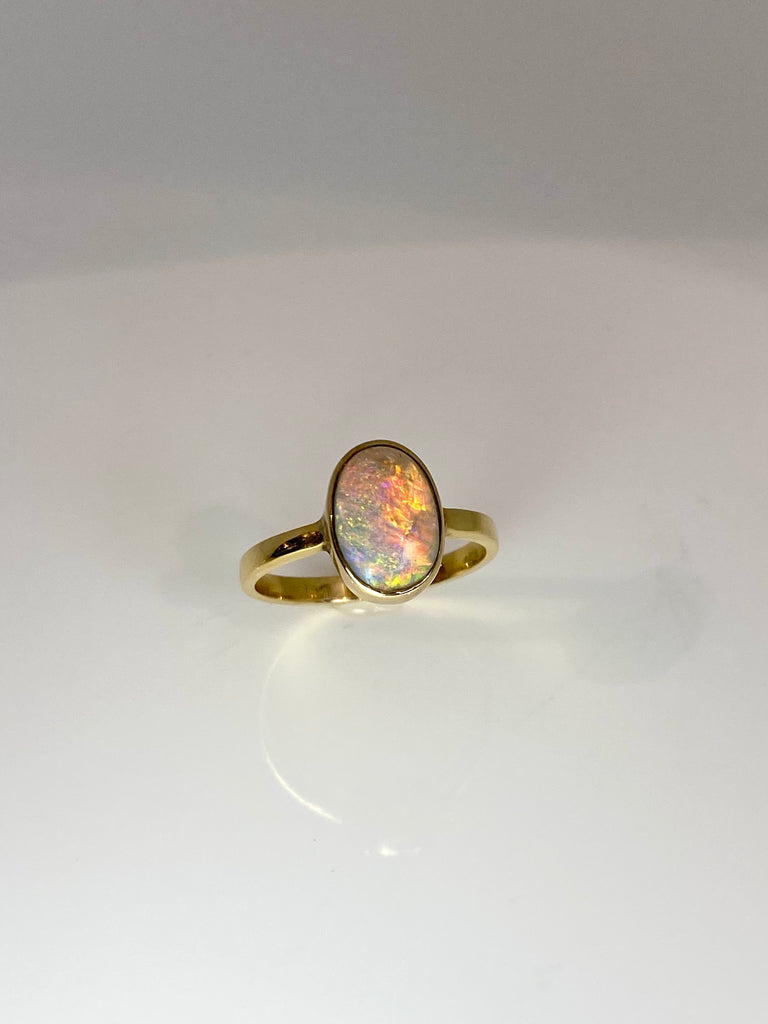 LIGHTENING RIDGE OPAL SOLITAIRE RING 